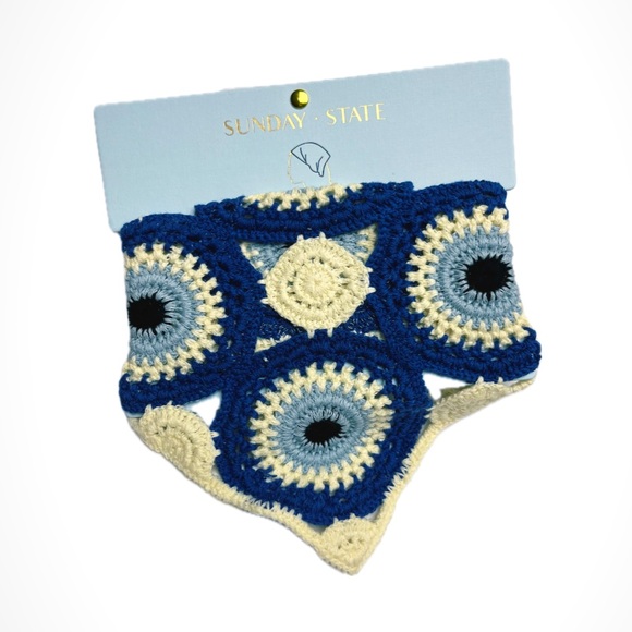 Sunday State Accessories - NWT ⚜️🧿⚜️ Crochet Evil Eye Head Scarf Bandana Knit For Head Wrap